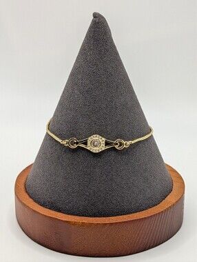 18k Gold Plate Adjustable Chain Bracelet with Crystal Accent